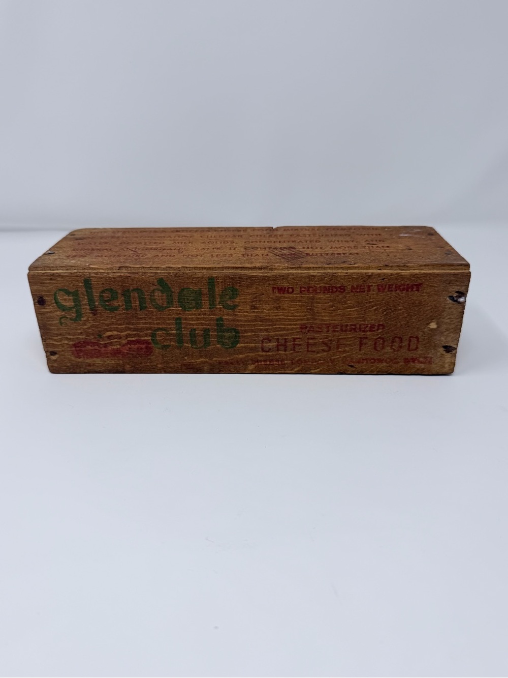 Vintage Glendale Club Cheese Food Wooden Box Crate Rustic Farmhouse Decor - Picture 7 of 9